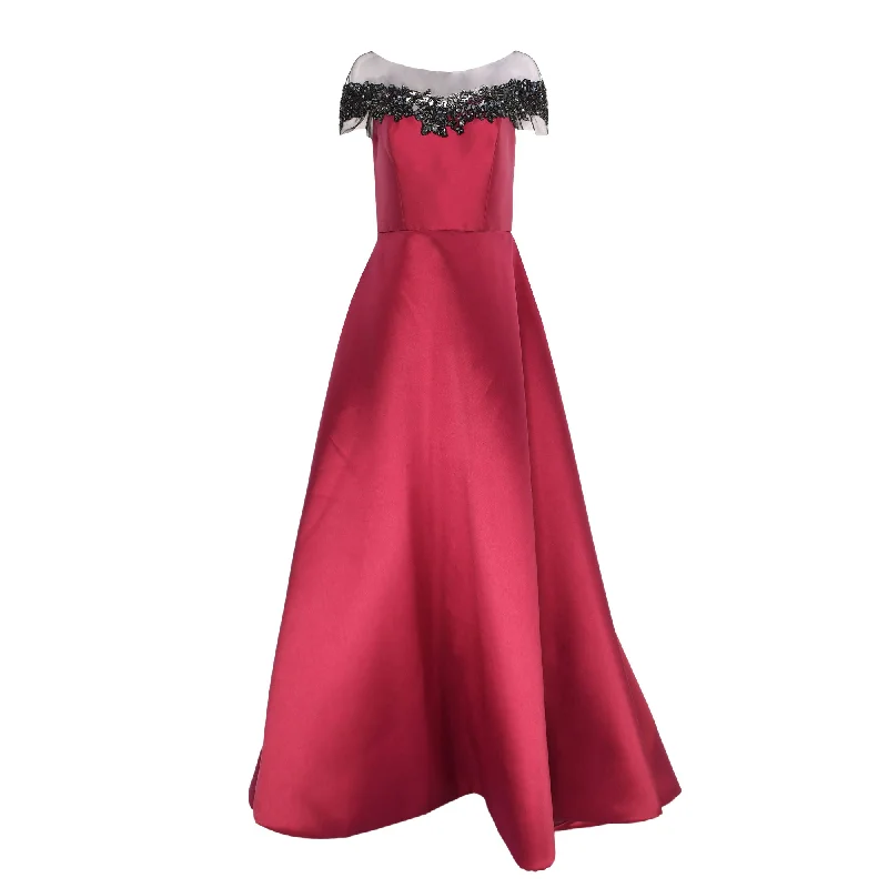 evening gowns with side gathers-AMSALE Mikado Illusion Evening Gown
