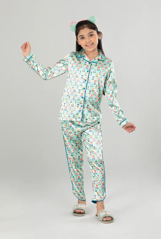 evening gowns with side appliques-Princess Night Wear (2-4 Years)