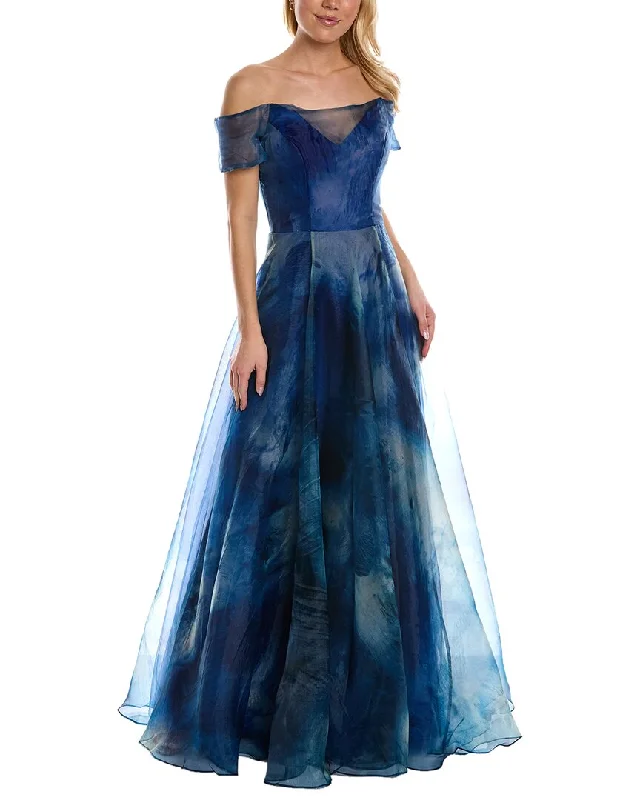 Party dress made in the USA -Rene Ruiz Off-The-Shoulder Gown