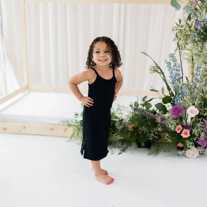 evening dress for innovation events-Ribbed Toddler Cami Dress in Midnight