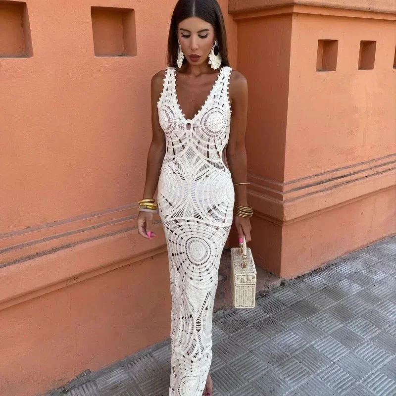 Dress for party cocktail attire -Riyo Luxe Soft Knit Resortwear Dress