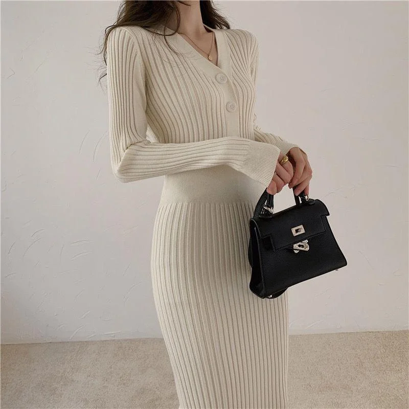 Dress for party trendy style -Rowyn Knitted Dress