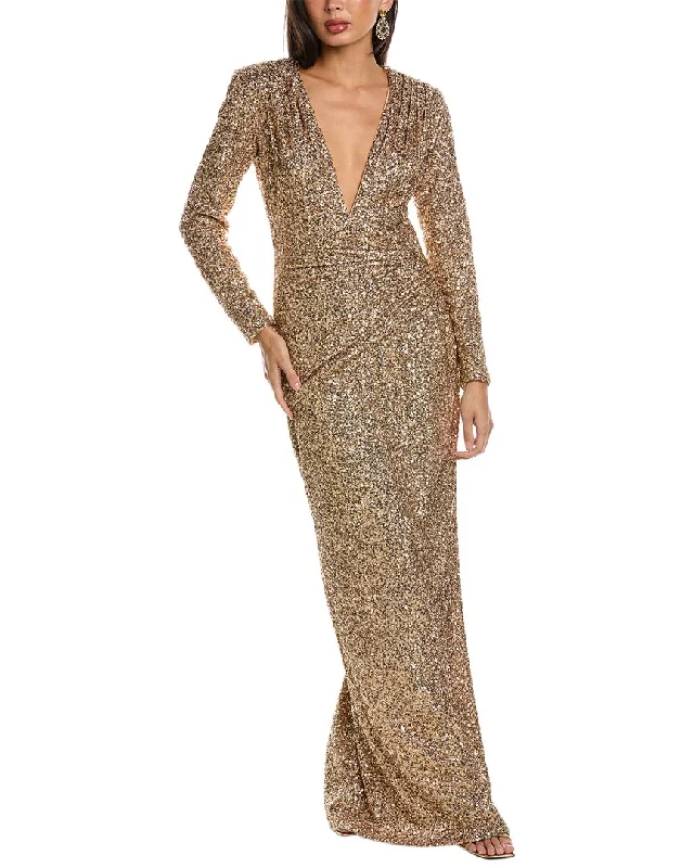 Party dress with a one-shoulder design -SHO by Tadashi Shoji Embroidered Gown