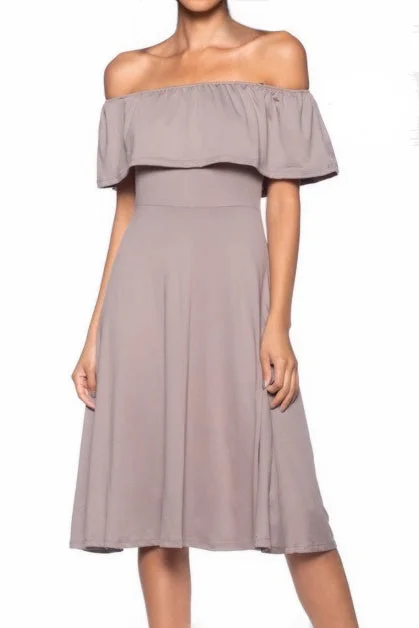 evening dress for jazz concerts-Summer Nights Off Shoulder Ruffle Dress