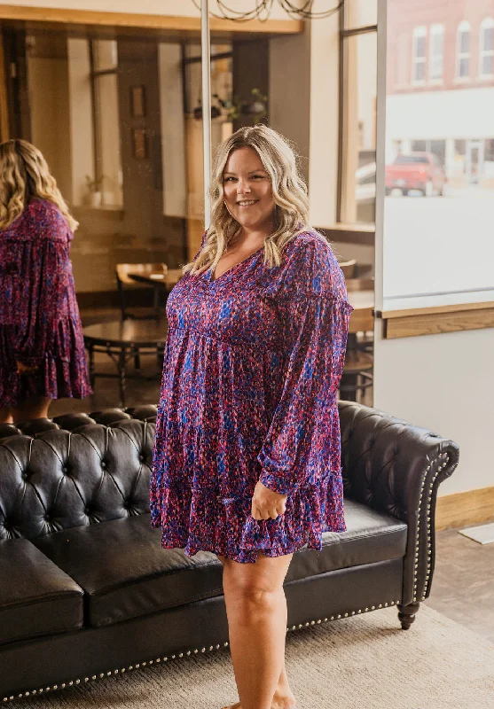 Party dress with jacket -TABITHA CURVY PRINTED SILKY DRESS