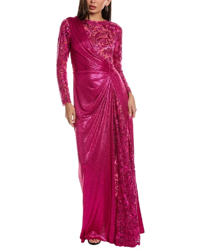 Party dress with a halter neckline -Tadashi Shoji Draped Gown