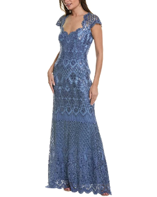 Party dress for outdoor party -Tadashi Shoji Embroidered Lace Gown