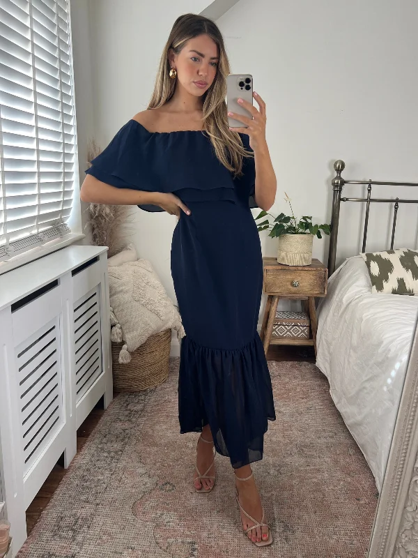 Dress for party sophisticated style -Tara Bandeau Dress / Navy