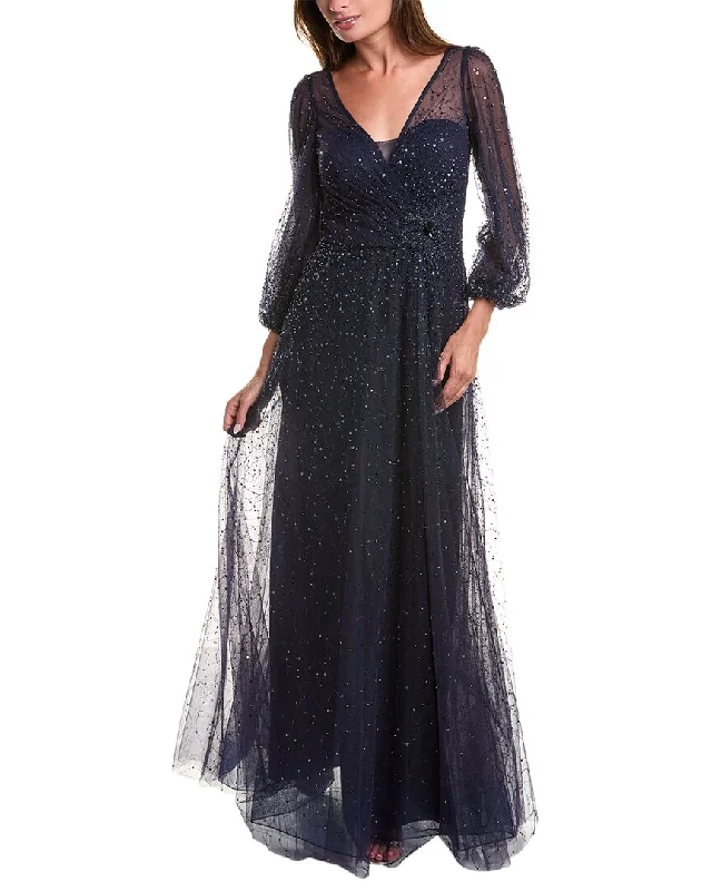Party dress that is stunning -Teri Jon by Rickie Freeman Beaded Tulle Gown