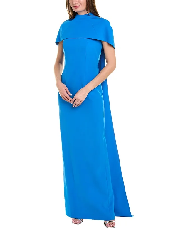 Party dress with polka dots -Teri Jon by Rickie Freeman Capelet Column Gown