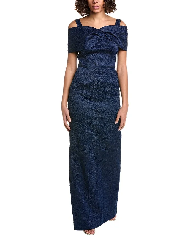 Party dress with sequins sparkle -Teri Jon by Rickie Freeman Jacquard Column Gown