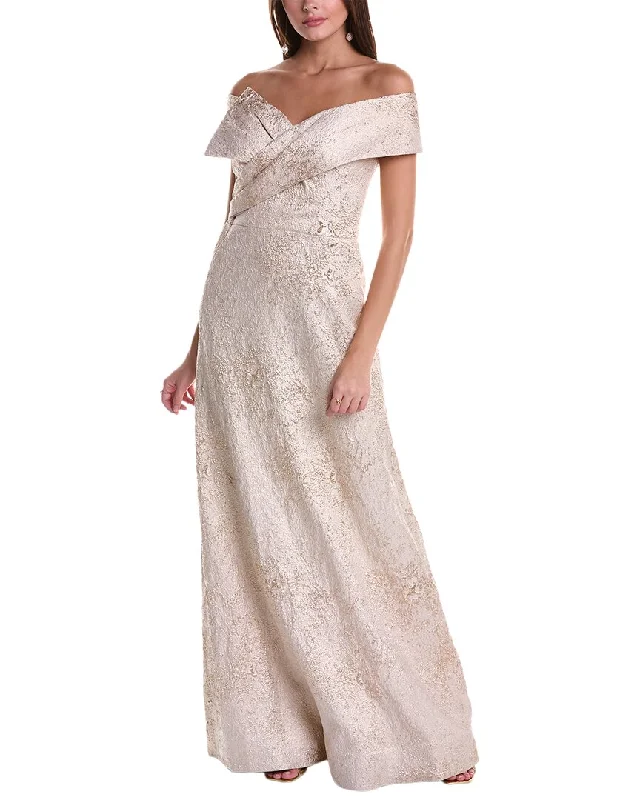 Party dress with tights -Teri Jon by Rickie Freeman Jacquard Gown