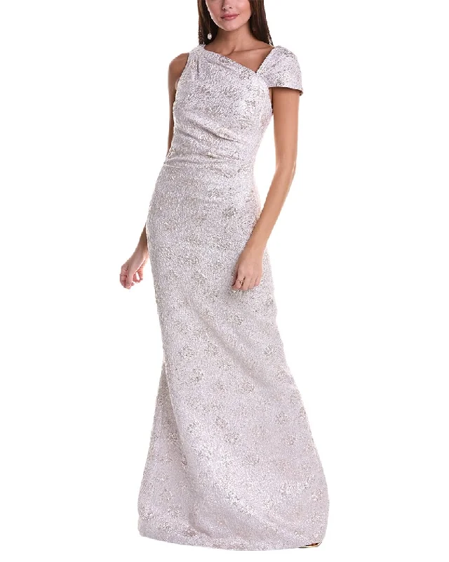 Party dress with hat -Teri Jon by Rickie Freeman Jacquard Gown