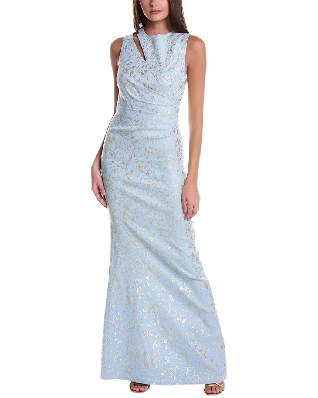 Party dress for an apple shape -Teri Jon by Rickie Freeman Jacquard Gown