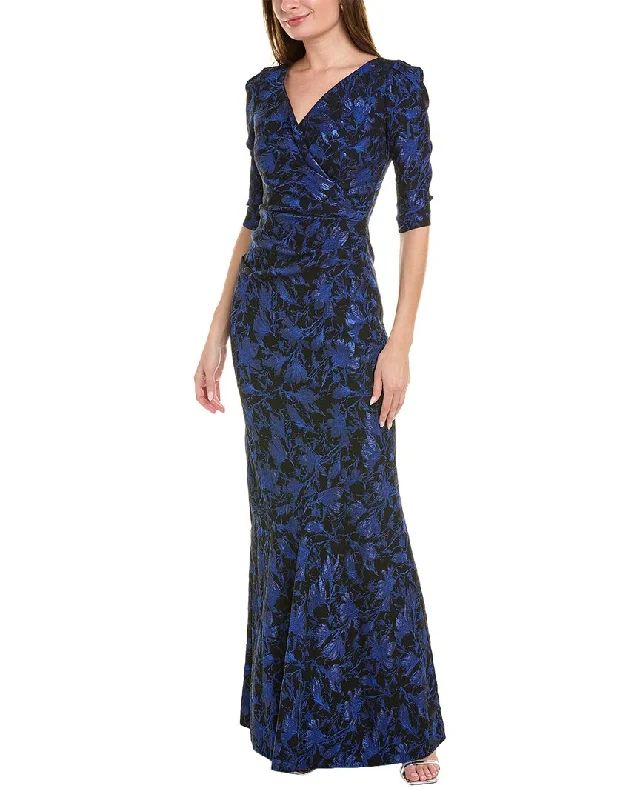 Party dress that is eco-friendly -Teri Jon by Rickie Freeman Jacquard Gown