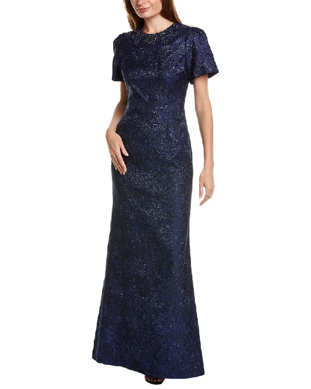 Party dress with abstract design -Teri Jon by Rickie Freeman Jacquard Gown