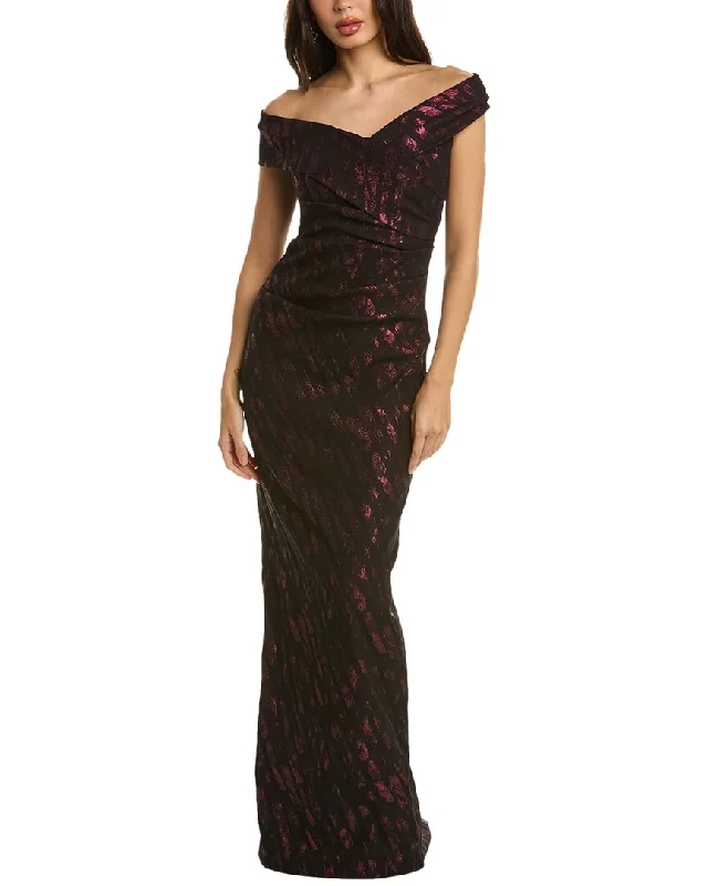 Party dress that is comfortable -Teri Jon by Rickie Freeman Jacquard Gown