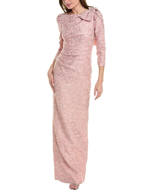 Party dress that is show-stopping -Teri Jon by Rickie Freeman Metallic Jacquard Gown