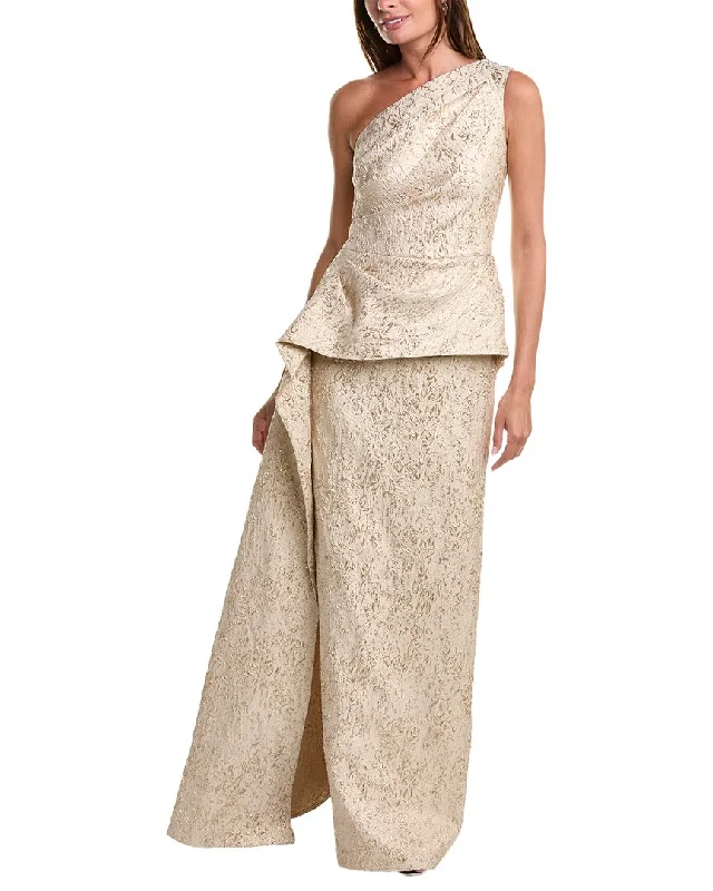Dress for party beautiful style -Teri Jon by Rickie Freeman Metallic Jacquard Gown