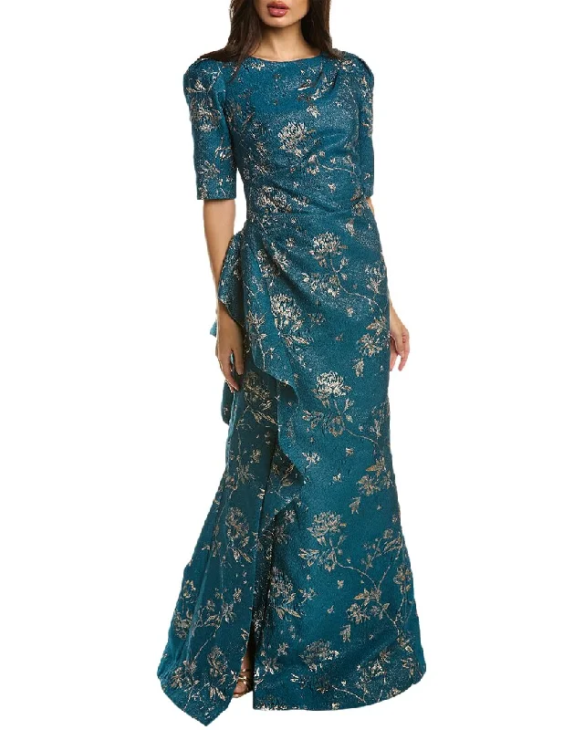 Party dress in original creation -Teri Jon by Rickie Freeman Metallic Jacquard Gown