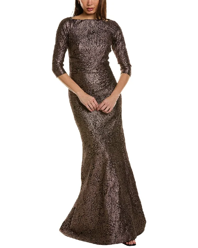 Dress for a Christmas party -Teri Jon by Rickie Freeman Metallic Jacquard Gown