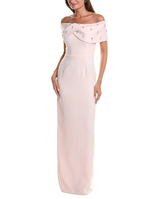 Party dress with an open back -Teri Jon by Rickie Freeman Off-The-Shoulder Column Gown Party dress with an open back -Teri Jon by Rickie Freeman Off-The-Shoulder Column Gown