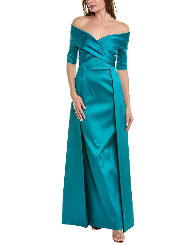 Party dress with animal print -Teri Jon by Rickie Freeman Off-The-Shoulder Gown