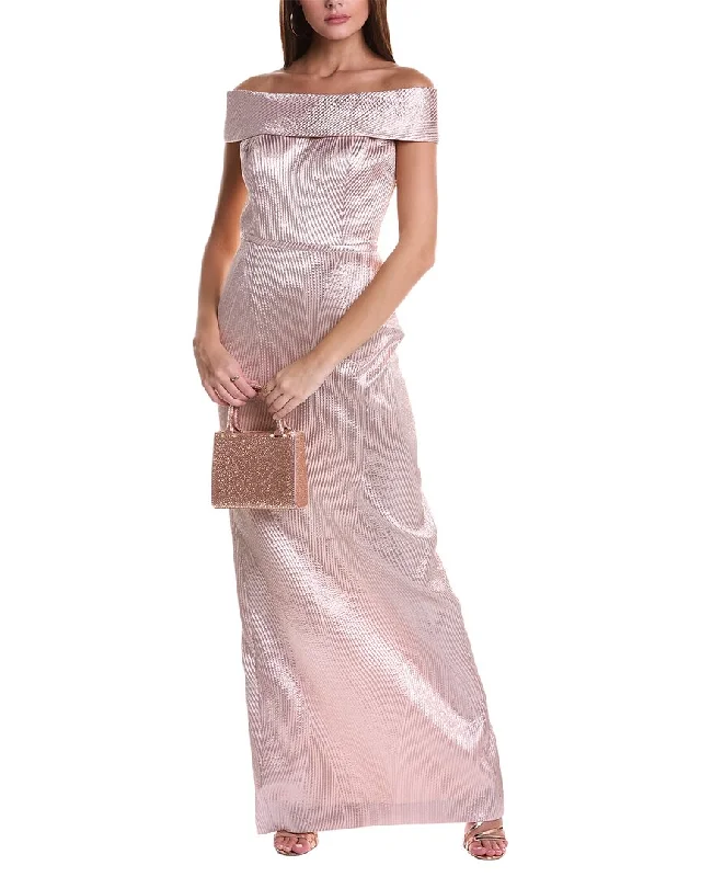 Party dress for a rectangle shape -Teri Jon by Rickie Freeman Off-The-Shoulder Gown