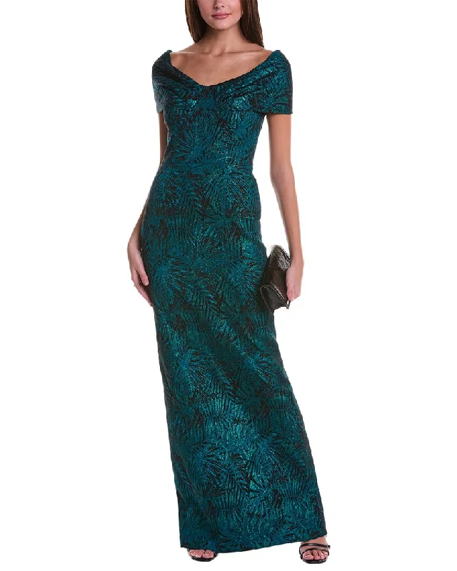 Party dress for a pear shape -Teri Jon by Rickie Freeman Off-The-Shoulder Gown