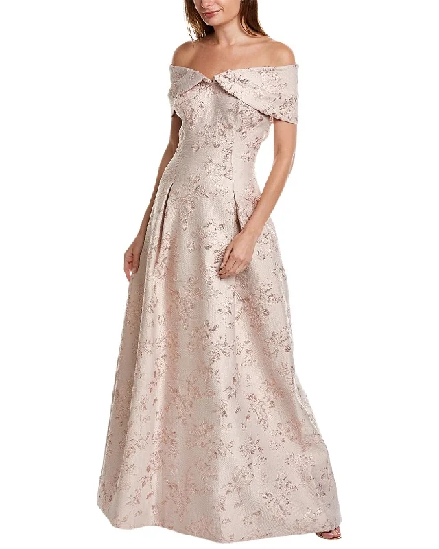 Party dress on sale near me -Teri Jon by Rickie Freeman Off-The-Shoulder Jacquard Gown
