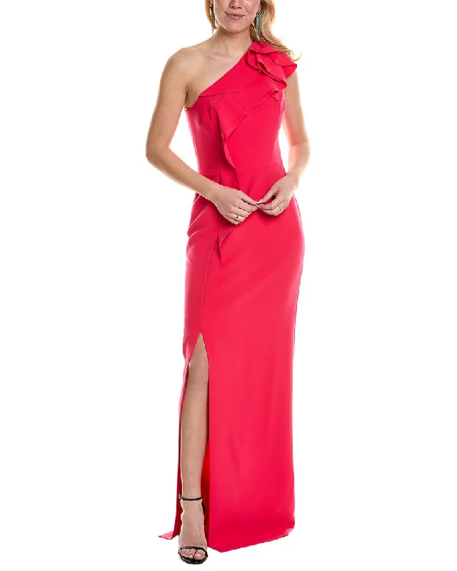 Party dress with stripes -Teri Jon by Rickie Freeman One-Shoulder Gown