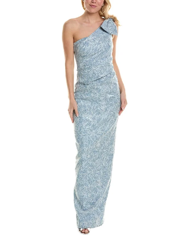 Party dress with geometric patterns -Teri Jon by Rickie Freeman One-Shoulder Gown