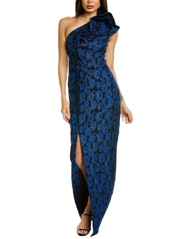 Dress for party fall season -Teri Jon by Rickie Freeman One-Shoulder Gown