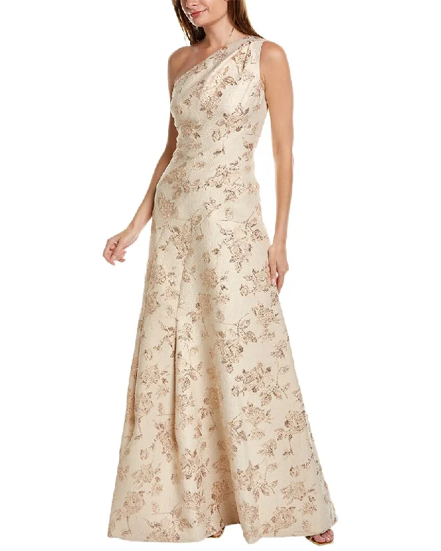 Party dress in bespoke tailoring -Teri Jon by Rickie Freeman One-Shoulder Gown