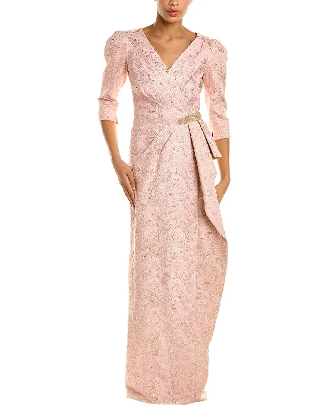Party dress that is easy to dance in -Teri Jon Surplice Column Gown
