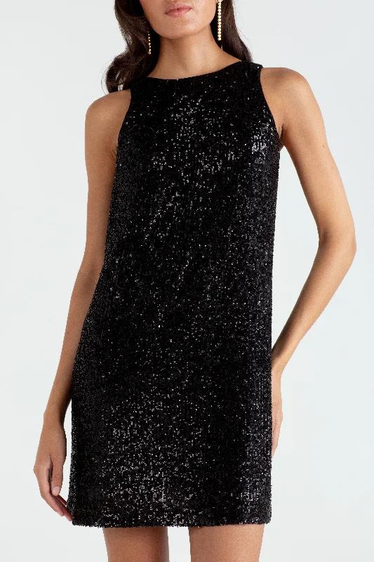 How to dress for a party -"The Victoria" - Sequin Bow Dress (Black)