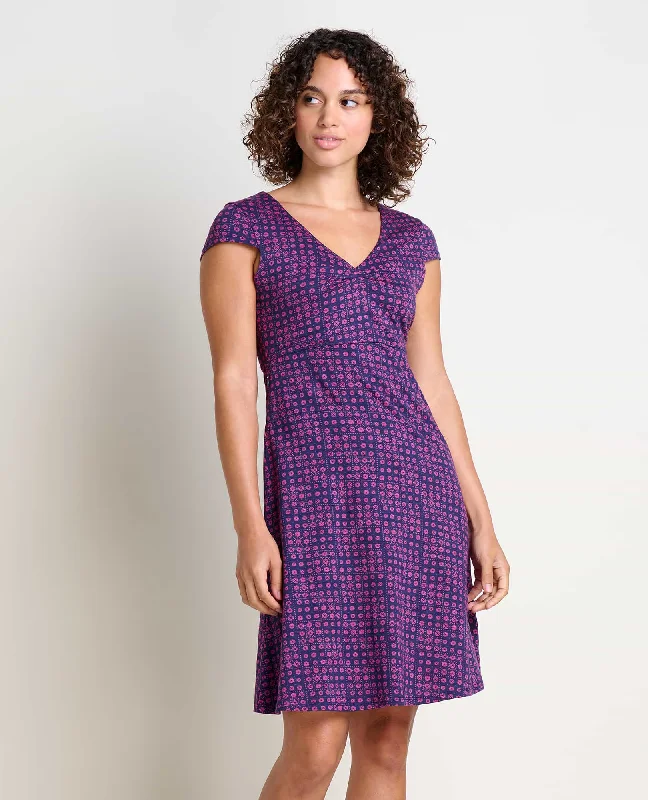 evening gowns with side ruffles-Women's Rosemarie Dress - Midnight Geo Print