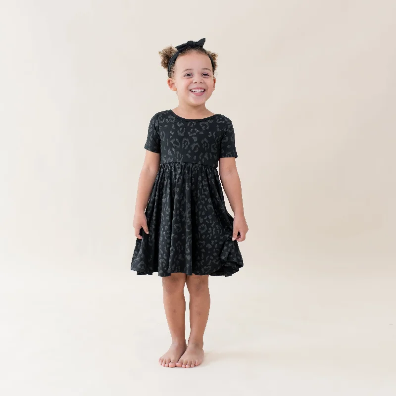 evening gowns with side pockets-Twirl Dress in Midnight Leopard