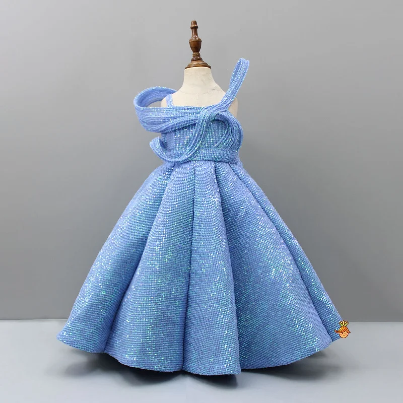 Party dress that is a total knockout -Pre Order: Blue Sequined Strappy Gown