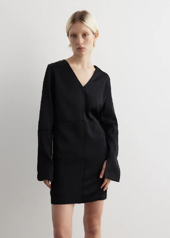 Dress for party fall season -Satin Patchwork Dress