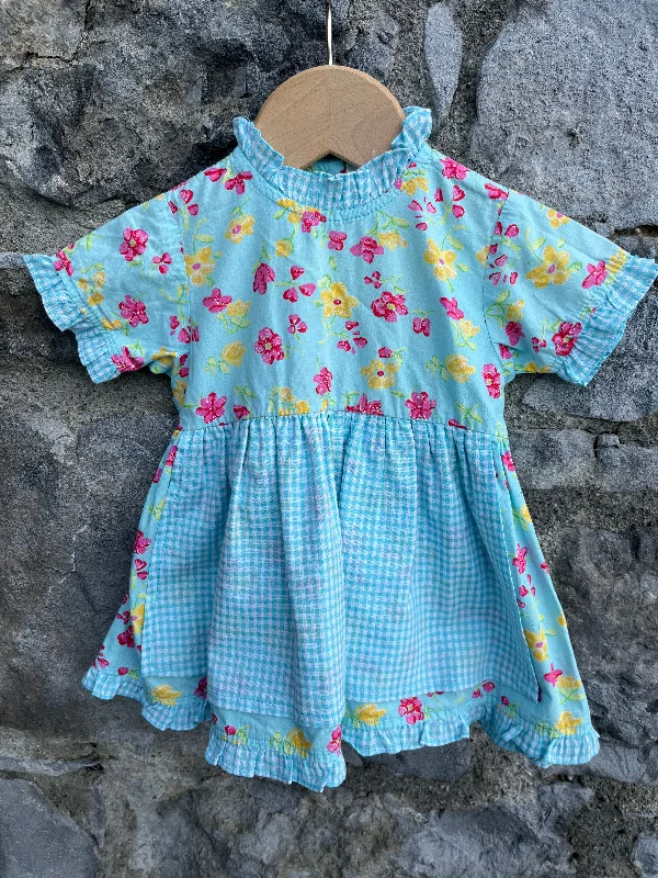 Party dress for women over 40 -90s Blue floral dress  9m (74cm)