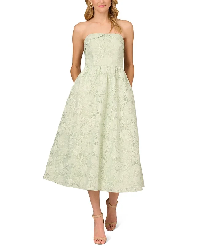 Party dress with a square neckline -Aidan Mattox Embroidered Organza Ballgown