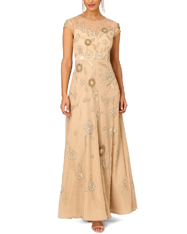 Dress for party current style -Aidan Mattox Fully Beaded Ballgown