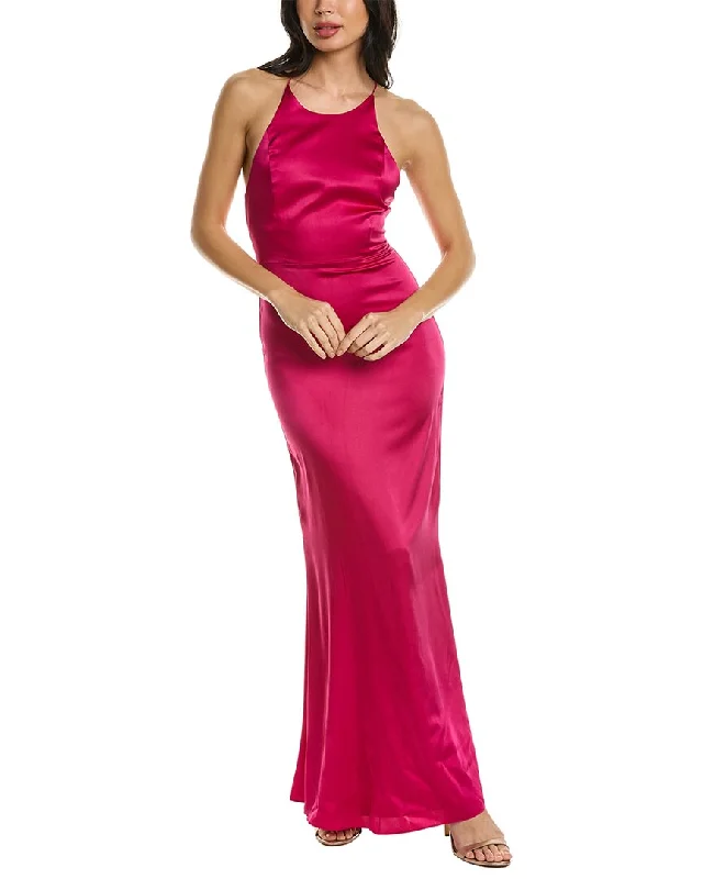 Party dress with high-quality materials -alice + olivia Samia Halter Silk-Blend Gown