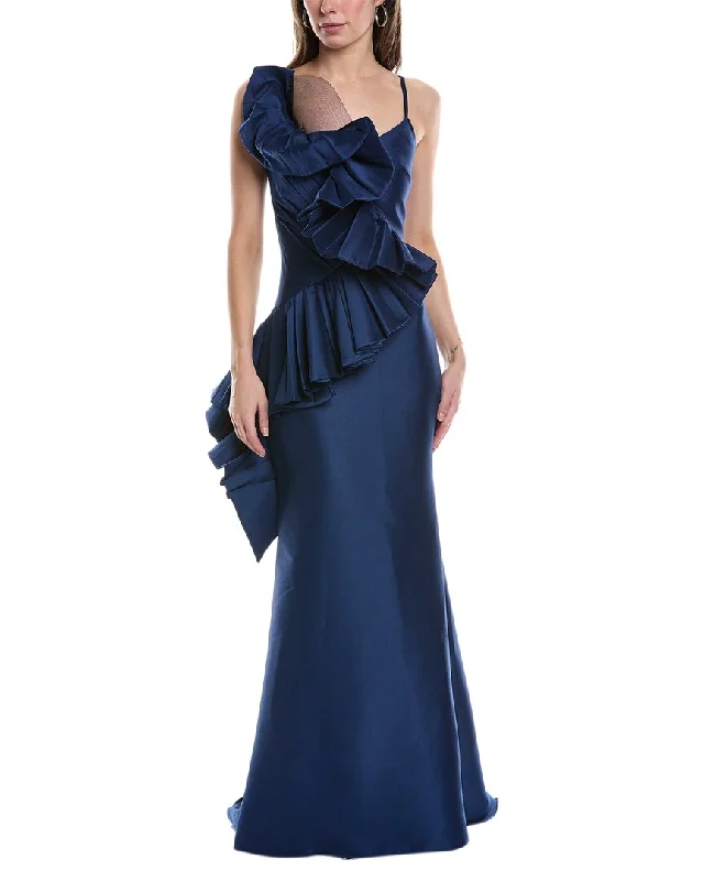 Dress for party spring season -Badgley Mischka Pleated Swirl Gown