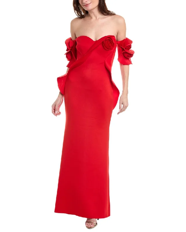 Party dress: day to night -Badgley Mischka Rose Off-The-Shoulder Gown