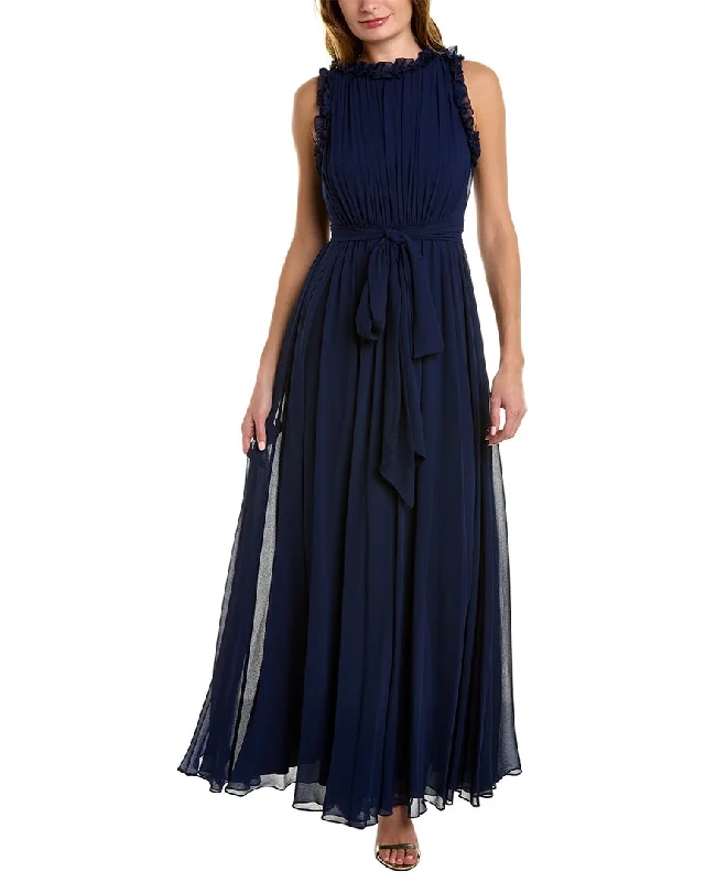 Party dress with polka dots -Badgley Mischka Ruffle Trim Gown
