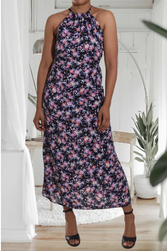 Party dress that is easy to pack -Floral Backless Tie Dress