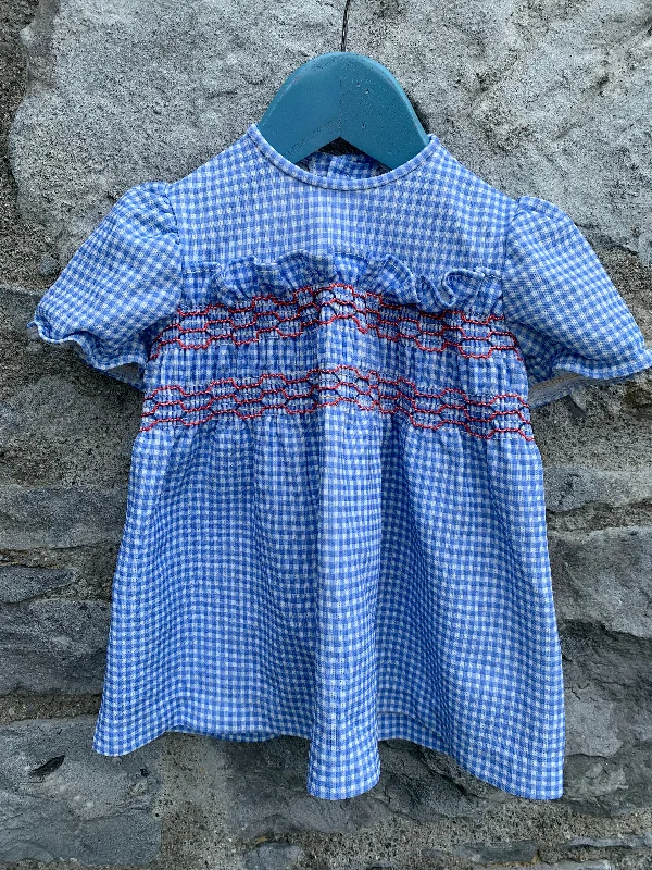 Party dress for a corporate event -Blue gingham dress  12-18m (80-86cm)