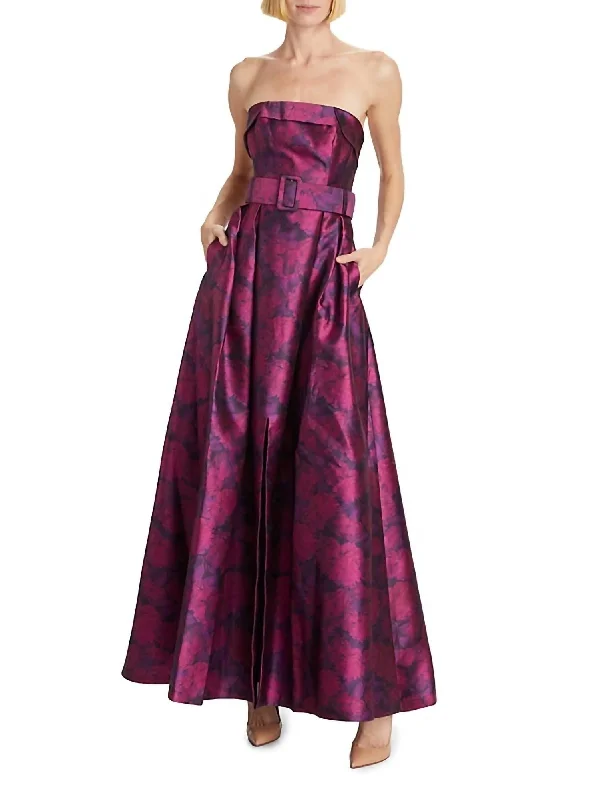 Dress for party celebrity style -Brielle Gown In Magenta Bloom